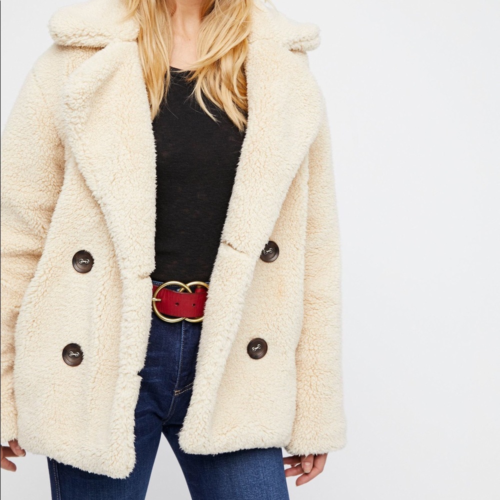Free People Notched Teddy Bear Coat